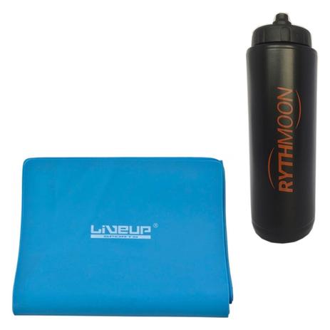 Kit Faixa Elástica Tipo Thera Band Latex Liveup Forte Azul + Squeeze Automático 1lt - Rythmoon é boa?