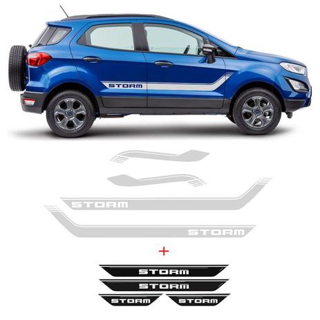 Kit Faixa Prata Lateral Ecosport Storm + Soleira Protetora - Sportinox Menor preço em Kit Faixa Prata Lateral Ecosport Storm + Soleira Protetora - Sportinox