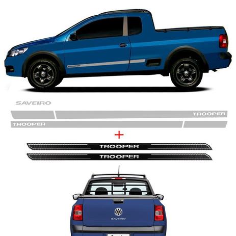 Kit Faixa Prata Saveiro Trooper 10/11 + Soleira Protetora - Sportinox Menor preço em Kit Faixa Prata Saveiro Trooper 10/11 + Soleira Protetora - Sportinox