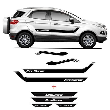 Kit Faixa Preto Lateral Capô Ecosport + Soleira Protetora - Sportinox Menor preço em Kit Faixa Preto Lateral Capô Ecosport + Soleira Protetora - Sportinox