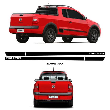 Kit Faixa Saveiro Trooper 2010 2011 + Adesivo Traseiro Preto - Sportinox Menor preço em Kit Faixa Saveiro Trooper 2010 2011 + Adesivo Traseiro Preto - Sportinox