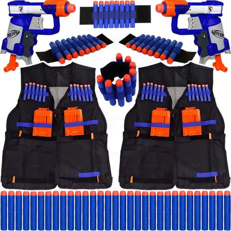 Kit Família 2 Armas Jolt Nerf + 2 Coletes + 4 Pulseiras + 60 Dardos de Brinquedo Menor preço em Kit Família 2 Armas Jolt Nerf + 2 Coletes + 4 Pulseiras + 60 Dardos de Brinquedo