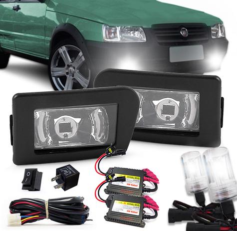 Kit Farol Auxiliar Uno / Fiorino / Premio / Elba De 1985 A 2008 + Kit Xenon 4300K - Fortluz Menor preço em Kit Farol Auxiliar Uno / Fiorino / Premio / Elba De 1985 A 2008 + Kit Xenon 4300K - Fortluz