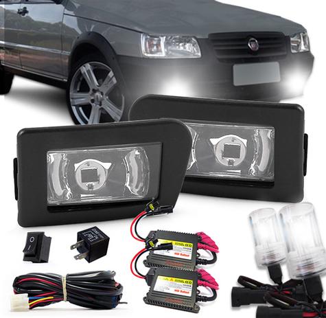 Kit Farol Auxiliar Uno / Fiorino / Premio / Elba De 1985 A 2008 + Kit Xenon 8000K - Fortluz Menor preço em Kit Farol Auxiliar Uno / Fiorino / Premio / Elba De 1985 A 2008 + Kit Xenon 8000K - Fortluz