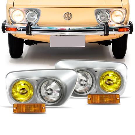 Kit Farol Brasilia 1978 1979 1980 1981 Cristal Amarelo Com Moldura e Pisca Ambar 08 Peças - Varius é boa?