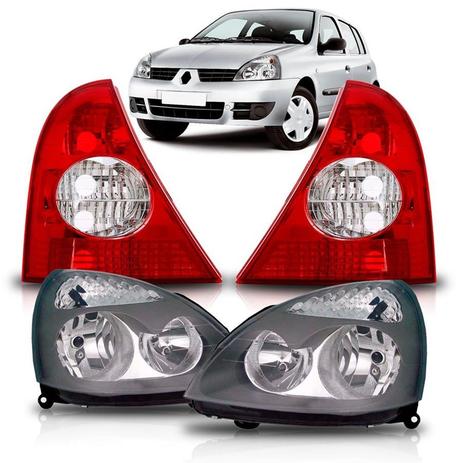 Kit farol clio hatch 2006 a 2011 mascara cinza + lanterna bicolor - Sp acessórios Menor preço em Kit farol clio hatch 2006 a 2011 mascara cinza + lanterna bicolor - Sp acessórios