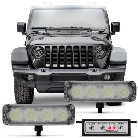 Kit Farol de Milha Auxiliar Universal 4 LEDs 12V Strobo Safety Car 9 Efeitos Autopoli Menor preço em Kit Farol de Milha Auxiliar Universal 4 LEDs 12V Strobo Safety Car 9 Efeitos Autopoli