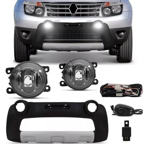 Kit Farol de Milha Duster 2012 2013 2014 2015 + Overbumper Duster Preto com Prata - Kit Prime Menor preço em Kit Farol de Milha Duster 2012 2013 2014 2015 + Overbumper Duster Preto com Prata - Kit Prime