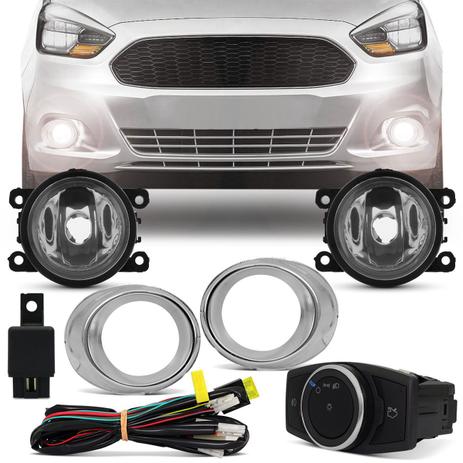 Kit Farol de Milha Ford Ka 2015 2016 2017 Aro Cromado Auxiliar Neblina - Prime Menor preço em Kit Farol de Milha Ford Ka 2015 2016 2017 Aro Cromado Auxiliar Neblina - Prime