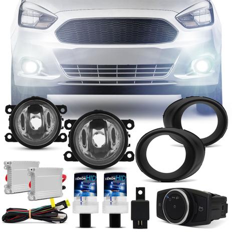 Kit Farol de Milha Ford Ka 2015 2016 2017 Aro Preto Neblina Auxiliar + Kit Xênon 6000K - Prime é boa?