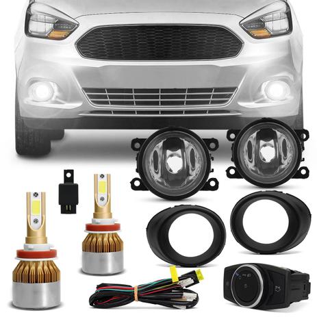 Kit Farol de Milha Ford Ka 2015 2016 2017 Aro Preto Neblina Auxiliar + Par Lâmpada Ultra LED - Prime Menor preço em Kit Farol de Milha Ford Ka 2015 2016 2017 Aro Preto Neblina Auxiliar + Par Lâmpada Ultra LED - Prime
