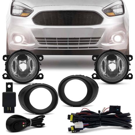 Kit Farol de Milha Ford Ka Hacth Sedan 2015 2016 2017 2018 Aro Preto Auxiliar Botão Universal - Prime é boa?