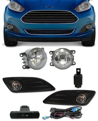 Kit Farol de Milha Neblina Ford New Fiesta 2013 2014 2015 - Com Moldura e Aro Cromado - Interruptor Painel - Suns Menor preço em Kit Farol de Milha Neblina Ford New Fiesta 2013 2014 2015 - Com Moldura e Aro Cromado - Interruptor Painel - Suns