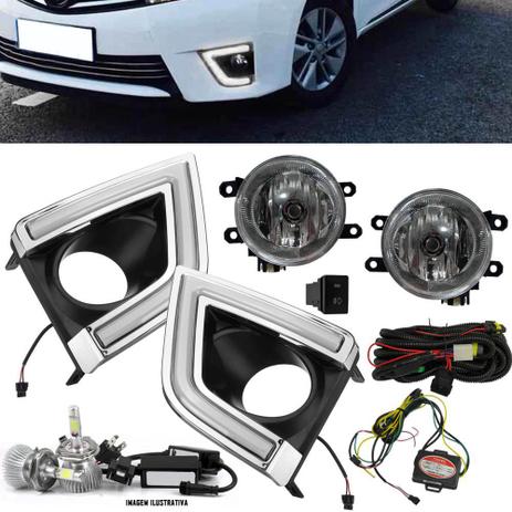 Kit Farol de Milha Neblina Toyota Corolla 2015 2016 2017 Com LED Daylight - DRL + Lâmpada Super LED H11 - Suns / Zapos / Tiger Menor preço em Kit Farol de Milha Neblina Toyota Corolla 2015 2016 2017 Com LED Daylight - DRL + Lâmpada Super LED H11 - Suns / Zapos / Tiger