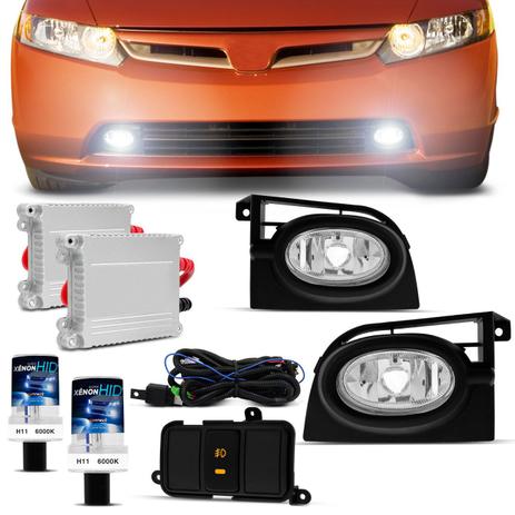 Kit Farol de Milha New Civic 2006 2007 2008 + Kit Xenon H11 6000K Anti Flicker - Prime Menor preço em Kit Farol de Milha New Civic 2006 2007 2008 + Kit Xenon H11 6000K Anti Flicker - Prime
