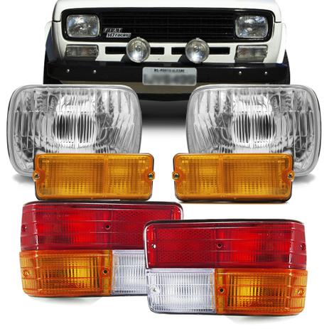 Kit Farol Fiat 147 Pickup 76 77 78 79 Pisca Ambar e Lanterna Traseira Tricolor 06 Peças - Varius Menor preço em Kit Farol Fiat 147 Pickup 76 77 78 79 Pisca Ambar e Lanterna Traseira Tricolor 06 Peças - Varius