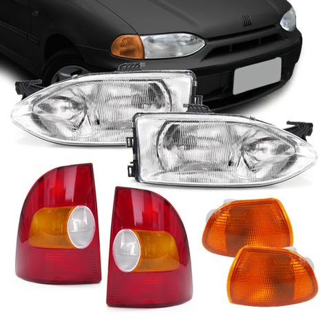 Kit Farol Fiat Strada 1999 2000 Foco Duplo Pisca Ambar e Lanterna Traseira Tricolor 06 Peças - Varius Menor preço em Kit Farol Fiat Strada 1999 2000 Foco Duplo Pisca Ambar e Lanterna Traseira Tricolor 06 Peças - Varius