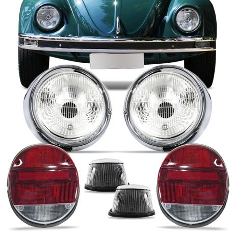 Kit Farol Fusca 1979 A 1996 Com Vigia Aro 1 Furo Pisca Cristal e Lanterna Traseira Rubi 08 Peças - Varius Menor preço em Kit Farol Fusca 1979 A 1996 Com Vigia Aro 1 Furo Pisca Cristal e Lanterna Traseira Rubi 08 Peças - Varius