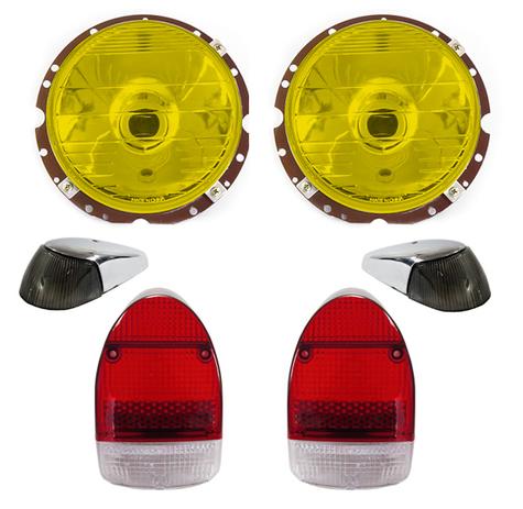 Kit Farol Fusca Lisa Amarelo Lente Dianteira Fume e Lente Traseira 1300L 1500 Bicolor 08 Peças - Varius Menor preço em Kit Farol Fusca Lisa Amarelo Lente Dianteira Fume e Lente Traseira 1300L 1500 Bicolor 08 Peças - Varius
