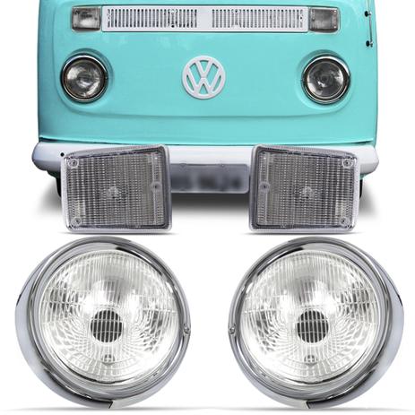 Kit Farol Kombi 1976 A 2014 Estriado Aro Cromado e Pisca Cristal 06 Peças - Varius é boa?