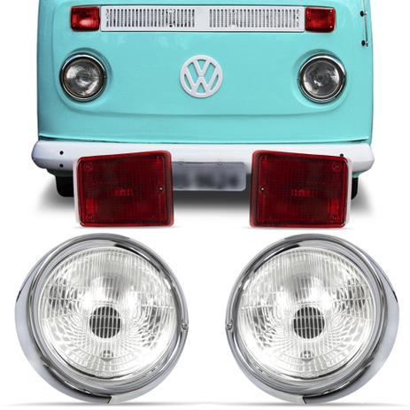 Kit Farol Kombi 1976 A 2014 Estriado Aro Cromado e Pisca Rubi 06 Peças - Varius Menor preço em Kit Farol Kombi 1976 A 2014 Estriado Aro Cromado e Pisca Rubi 06 Peças - Varius