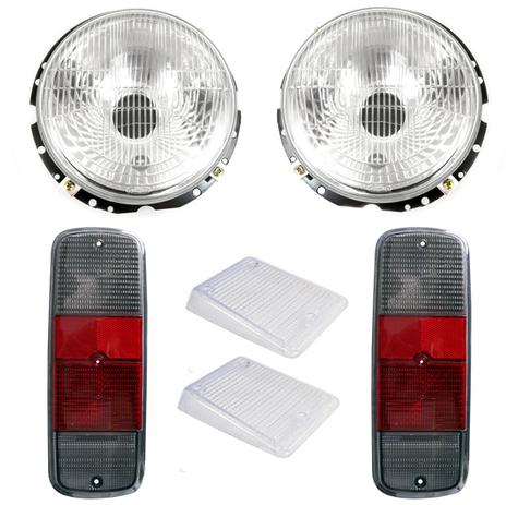Kit Farol Kombi 1976 A 2014 Estriado Lente Dianteira Cristal e Lente Traseira Fume 06 Peças - Varius Menor preço em Kit Farol Kombi 1976 A 2014 Estriado Lente Dianteira Cristal e Lente Traseira Fume 06 Peças - Varius