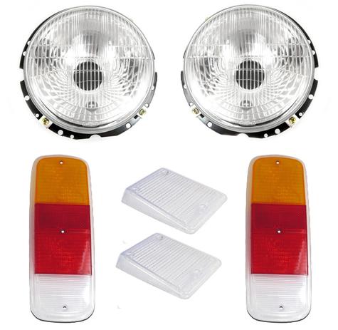 Kit Farol Kombi 1976 A 2014 Estriado Lente Dianteira Cristal e Lente Traseira Tricolor 06 Peças - Varius Menor preço em Kit Farol Kombi 1976 A 2014 Estriado Lente Dianteira Cristal e Lente Traseira Tricolor 06 Peças - Varius
