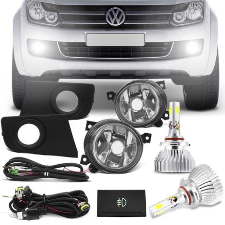 Menor preço em Kit Farol Milha Amarok 10 11 12 13 14 15 Moldura Preta Auxiliar Neblina + Super LED 3D 6000K - Prime