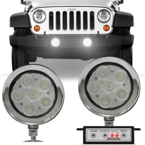 Kit Farol Milha Auxiliar Universal Strobo Safety Car 6 LEDs 12V Luz Branca 9 Efeitos Autopoli Menor preço em Kit Farol Milha Auxiliar Universal Strobo Safety Car 6 LEDs 12V Luz Branca 9 Efeitos Autopoli