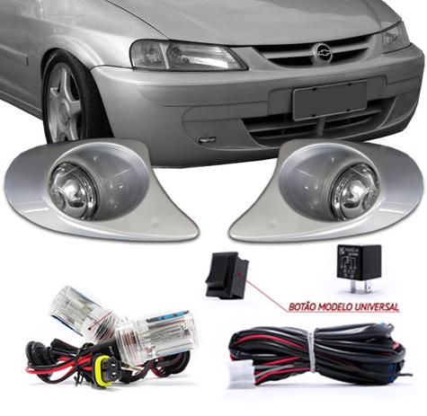 Kit Farol Milha Celta 1999 A 2006 Universal Moldura Prata Escuna + Kit Xenon 6000K Auxiliar - Fortluz Menor preço em Kit Farol Milha Celta 1999 A 2006 Universal Moldura Prata Escuna + Kit Xenon 6000K Auxiliar - Fortluz