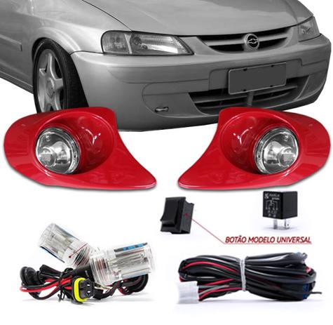 Kit Farol Milha Celta 1999 A 2006 Universal Moldura Vermelha Lyra + Kit Xenon 4300K Auxiliar - Fortluz Menor preço em Kit Farol Milha Celta 1999 A 2006 Universal Moldura Vermelha Lyra + Kit Xenon 4300K Auxiliar - Fortluz