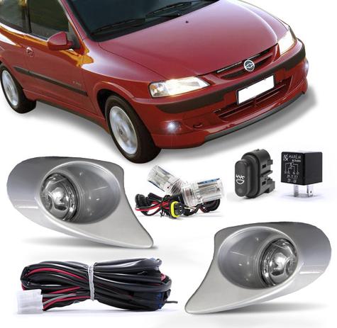 Kit Farol Milha Celta 99 00 01 02 03 04 05 06 Moldura Prata Escuna + Kit Xenon 6000K Auxiliar - Fortluz Menor preço em Kit Farol Milha Celta 99 00 01 02 03 04 05 06 Moldura Prata Escuna + Kit Xenon 6000K Auxiliar - Fortluz
