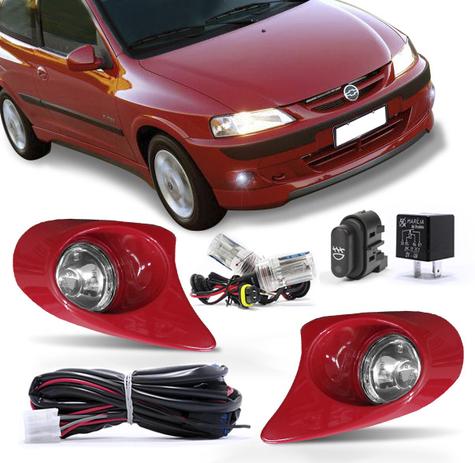 Kit Farol Milha Celta 99 00 01 02 03 04 05 06 Moldura Vermelha Lyra + Kit Xenon 4300K Auxiliar - Fortluz Menor preço em Kit Farol Milha Celta 99 00 01 02 03 04 05 06 Moldura Vermelha Lyra + Kit Xenon 4300K Auxiliar - Fortluz