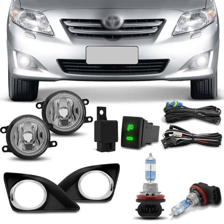 Menor preço em Kit Farol Milha Corolla 08 a 11 Aro Cromado + Par Lâmpadas Super Branca Osram H11 3900K 55W - Prime