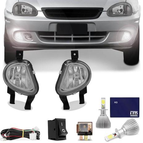 Kit Farol Milha Corsa Pick-up Wagon 00 a 02 Hatch Sedan 99 a 02 Classic 03 a 10 + Super LED 6000K - Kit Prime Menor preço em Kit Farol Milha Corsa Pick-up Wagon 00 a 02 Hatch Sedan 99 a 02 Classic 03 a 10 + Super LED 6000K - Kit Prime