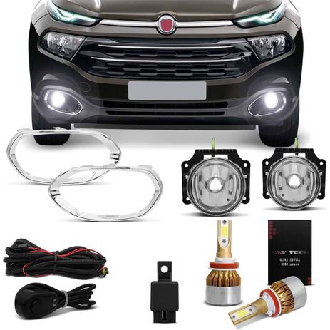 Kit Farol Milha Fiat Toro 2016 2017 2018 2019 Aro Cromado + Par Lâmpadas Ultra LED 6000K - Prime é boa?