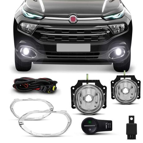 Kit Farol Milha Fiat Toro 2016 2017 2018 2019 Auxiliar Neblina + Aro Cromado - Shocklight é boa?