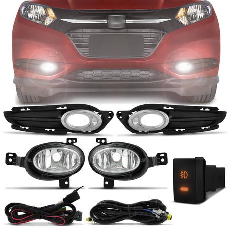 Kit Farol Milha HR-V 2015 2016 2017 2018 Neblina Auxiliar + Moldura Preta Aro Cromado - Shocklight Menor preço em Kit Farol Milha HR-V 2015 2016 2017 2018 Neblina Auxiliar + Moldura Preta Aro Cromado - Shocklight