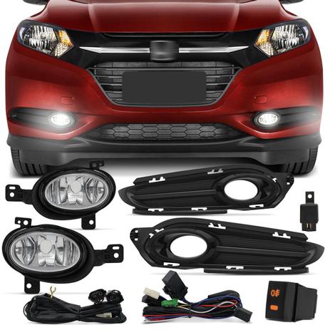 Kit Farol Milha HR-V 2015 2016 2017 2018 Neblina Auxiliar + Moldura Preta - Shocklight Menor preço em Kit Farol Milha HR-V 2015 2016 2017 2018 Neblina Auxiliar + Moldura Preta - Shocklight