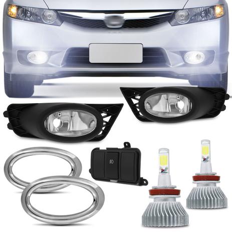 Menor preço em Kit Farol Milha New Civic 09 a 11 Auxiliar Neblina com Par Super LED Headlight H11 6000K 6400LM - Prime