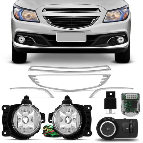 Kit Farol Milha Onix 12 a 14 + Grades Centrais Apliques Milha Cromados - Kit prime Menor preço em Kit Farol Milha Onix 12 a 14 + Grades Centrais Apliques Milha Cromados - Kit prime