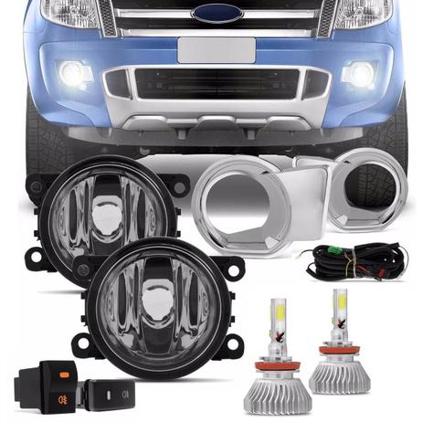 Kit Farol Milha Ranger 12 a 15 Aro Cromado e Par Lâmpadas Super LED 3D Headlight H11 6000K 9000LM - Prime Menor preço em Kit Farol Milha Ranger 12 a 15 Aro Cromado e Par Lâmpadas Super LED 3D Headlight H11 6000K 9000LM - Prime