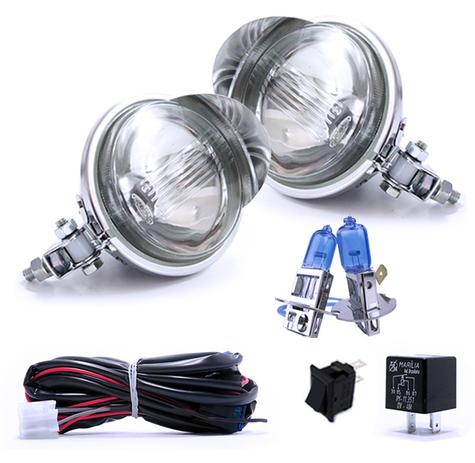 Kit Farol Milha Universal Redondo Carcaça Cromada Com Pestana Auxiliar 115mm - Fortluz Menor preço em Kit Farol Milha Universal Redondo Carcaça Cromada Com Pestana Auxiliar 115mm - Fortluz