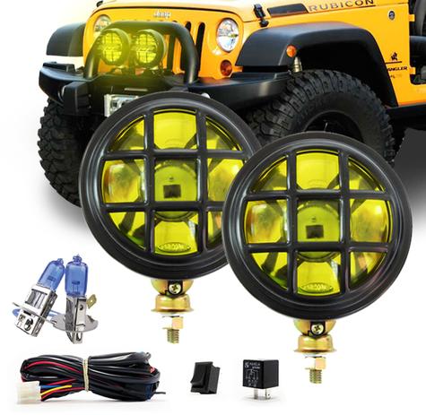 Kit Farol Milha Universal Redondo Carcaça Preta Com Grade Lente Amarela Auxiliar 158mm - Fortluz é boa?