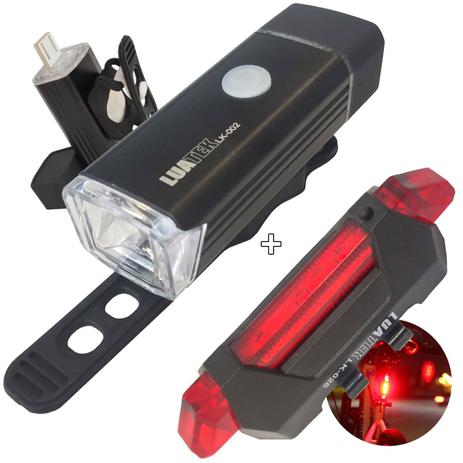 Kit Farol Recarregável Para Bicicleta Bike + Lanterna Sinalizador Traseiro Profissional - LUATEK Menor preço em Kit Farol Recarregável Para Bicicleta Bike + Lanterna Sinalizador Traseiro Profissional - LUATEK