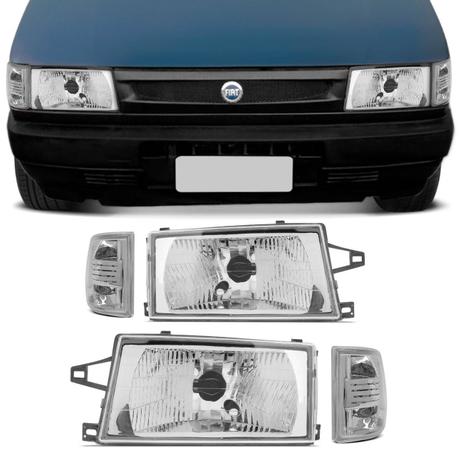 Kit Farol Uno Fiorino Elba Prêmio 91 a 96 Máscara Cromada Foco Simples + Pisca Cristal - Rcd Menor preço em Kit Farol Uno Fiorino Elba Prêmio 91 a 96 Máscara Cromada Foco Simples + Pisca Cristal - Rcd