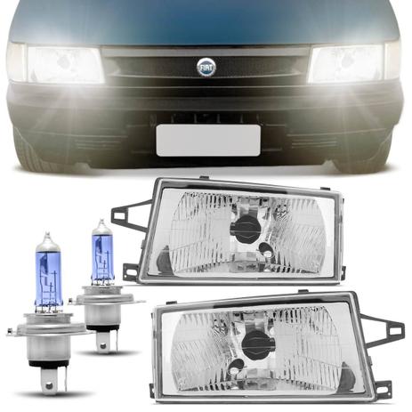 KIT Farol Uno Fiorino Premio Elba 91 a 03 Foco Simples + lampada super branca H4 philips - Prime Menor preço em KIT Farol Uno Fiorino Premio Elba 91 a 03 Foco Simples + lampada super branca H4 philips - Prime