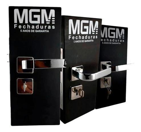 Kit Fechadura de Porta Interna Banheiro Externa Roseta Módena Cromada MGM Menor preço em Kit Fechadura de Porta Interna Banheiro Externa Roseta Módena Cromada MGM