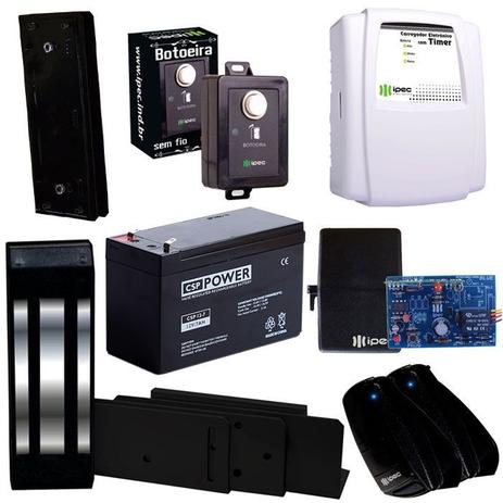 Kit Fechadura Magnética M150 Porta Vidro com Controle Remoto e Bateria - Ipec Menor preço em Kit Fechadura Magnética M150 Porta Vidro com Controle Remoto e Bateria - Ipec