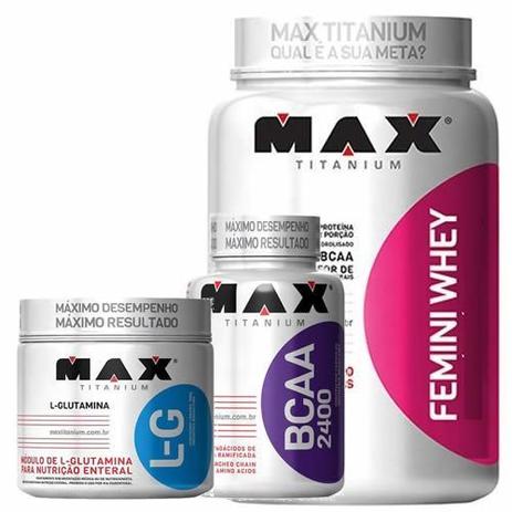 Kit Femini Whey 900g Chocolate + BCAA 200 Cápsulas + Glutamina 150g - Max Titanium é boa?